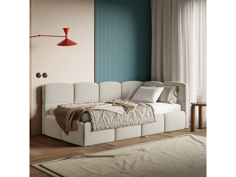  Selsey cloudy - lit rembourré - 170x185 cm - velours beige clair - côté droit Cloudy - Conforama C