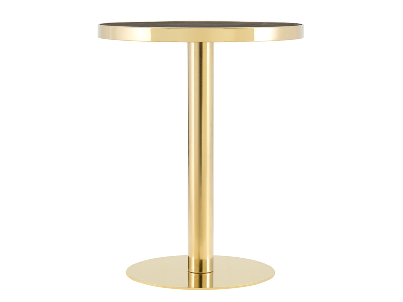  Table d'appoint ronde en mdf finition marbre avec cadre en acier inoxydable pour salon gris et or  - Conforama D