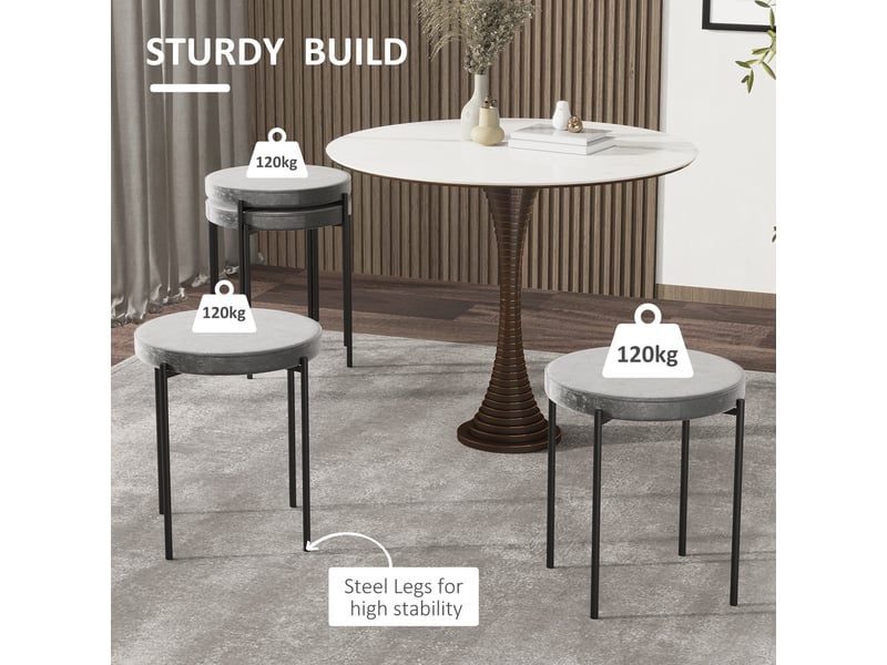  Lot de 4 tabourets de cuisine empilables,41,5x41,5x46 cm,velours,gris foncé  - Conforama D