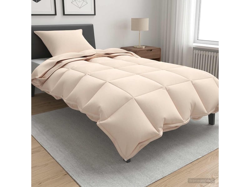  Ensemble de duvet - couette beige 137 x 200 cm coton, kapok, polyester  - Conforama B