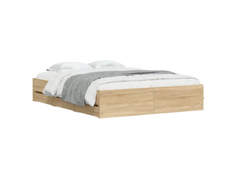  Lit double- lit adulte -  cadre de lit avec tiroirs sans matelas chêne sonoma 140x190 cm  - Conforama B