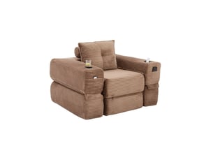 Canapé droit compressé convertible <strong>MODENVIE</strong> <strong></strong> 1 place Velours côtelé marron