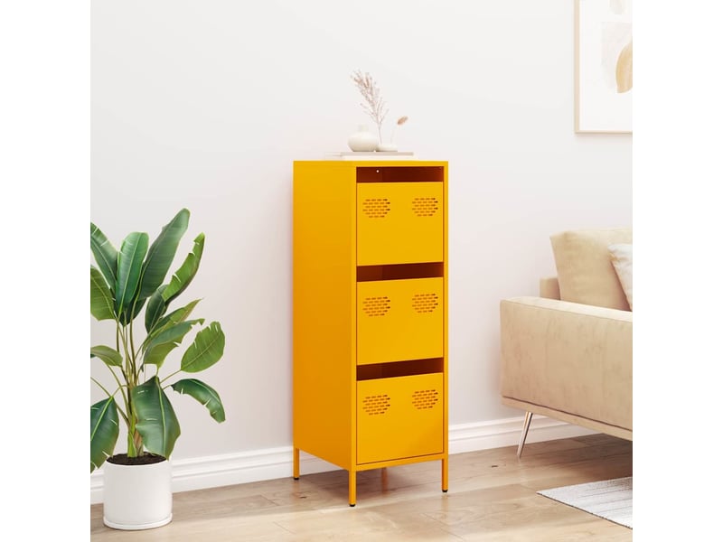  Buffet haut - bahut - meuble de rangement jaune moutarde 39x35x103,5 cm acier  - Conforama C