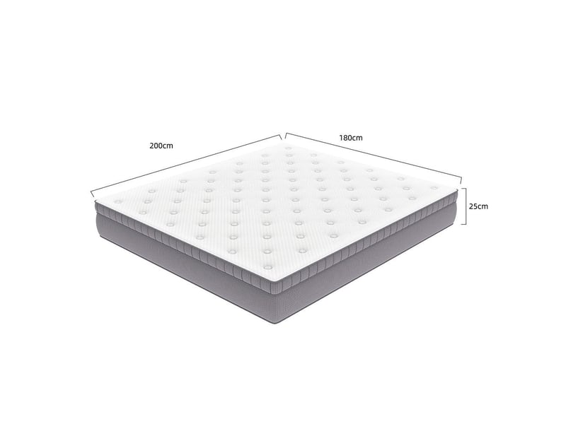 Matelas 180x200 h3 hauteur 25 cm à ressorts ensachés 7 zones ergonomique avec mousse confort pour adultes certifié oeko-tex - Conforama C