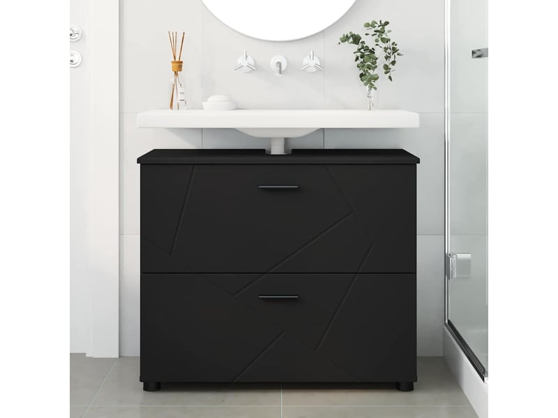 Cabinet de salle de bain, armoire salle de bain avec tiroir noir 76,5 x 35 x 64 cm cf65231 - Conforama D