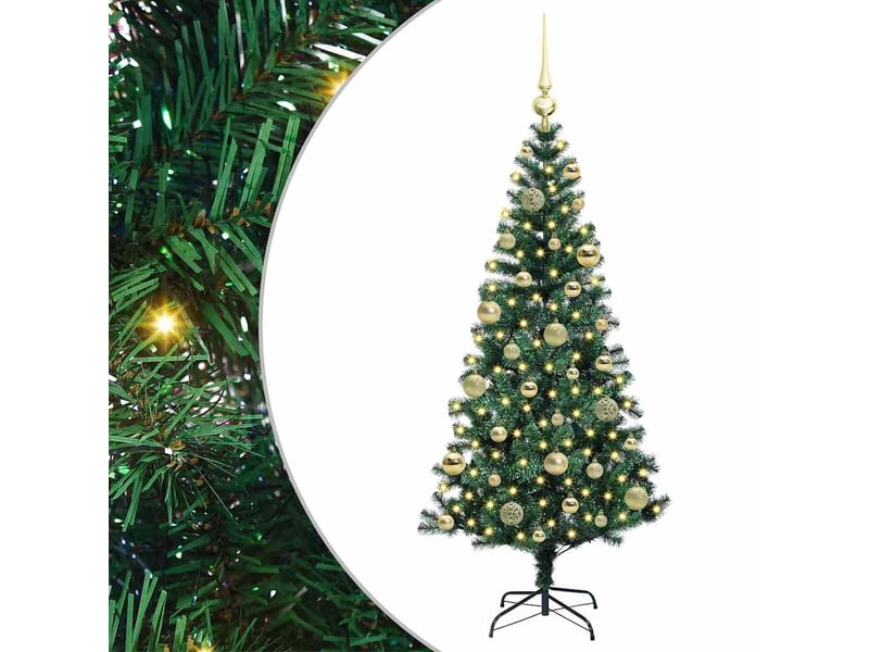  Sapin de noël artificiel, arbre de noël pré-éclairé vert 120 cm pvc et métal shl5334  - Conforama A
