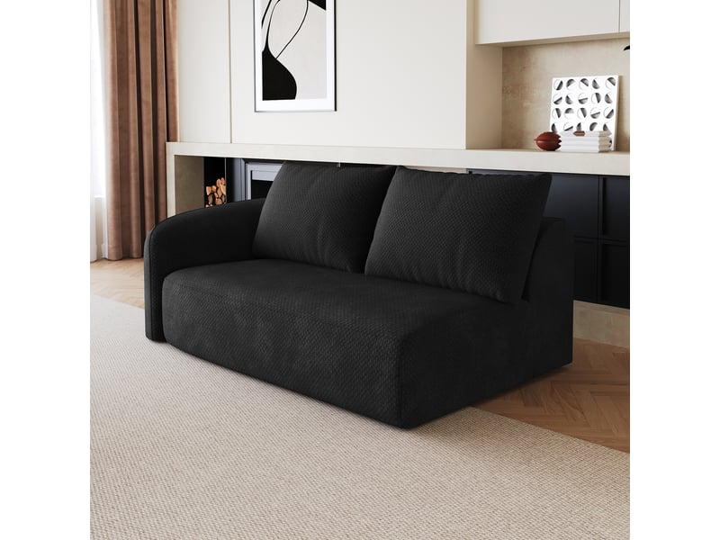  Canapé 2 places noir 160 cm, petit canapé salon configuration gauche, sofa compact moderne pour studio  - Conforama E