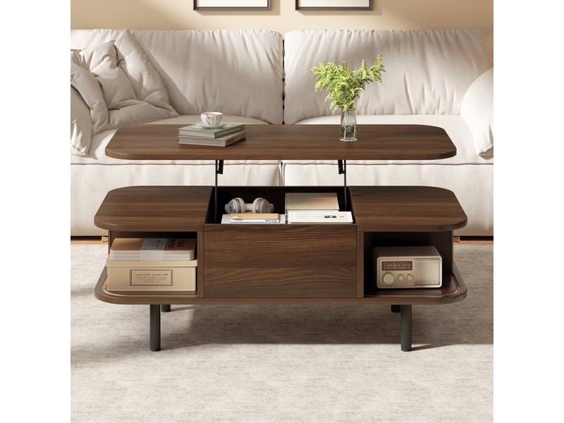  Table basse relevable 101x51x52,5 cm avec rangement coloris noyer  - Conforama B