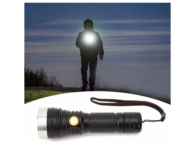 Lampe de poche led torch portable usb charging handheld flashlight bright waterof for emergency camping hiking - Conforama E