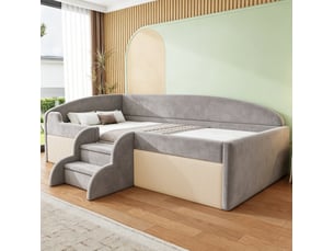 Lit simple 90x190 cm <strong>HAVRYA</strong>  <strong></strong> coloris gris