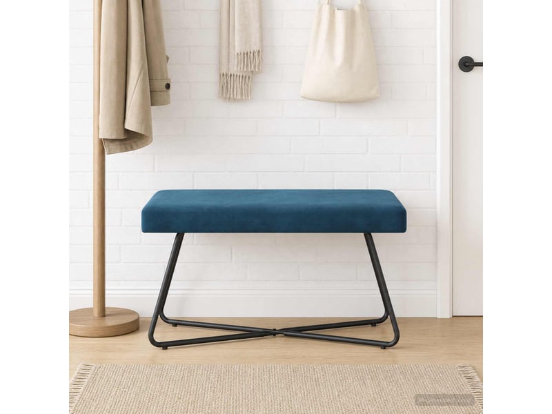 Banc, canapé 2 places bleu 80x40x45 cm velours - Conforama B