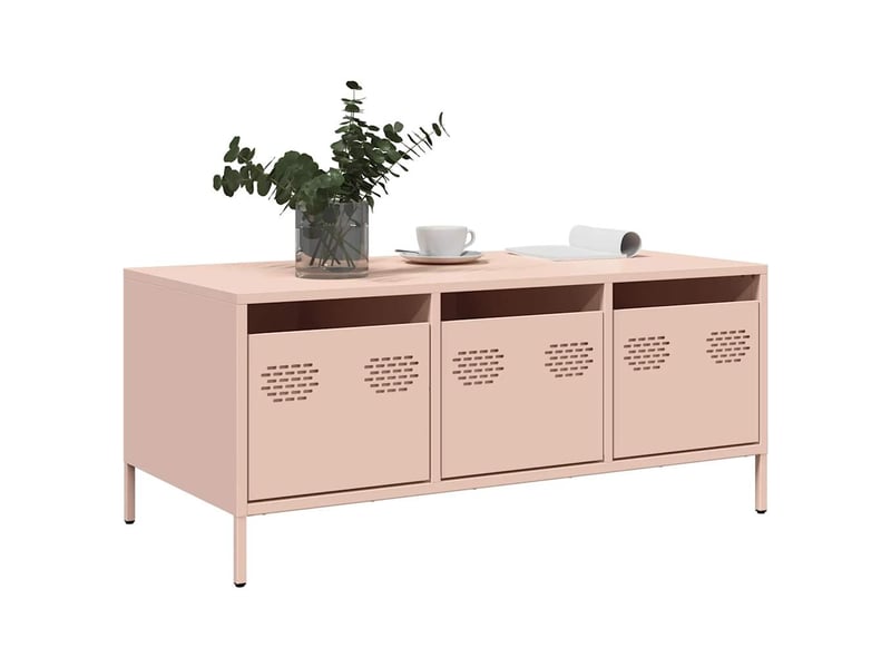 Table basse - table de salon - table à thé rose 101,5x50x43,5 cm acier laminé à froid - Conforama C