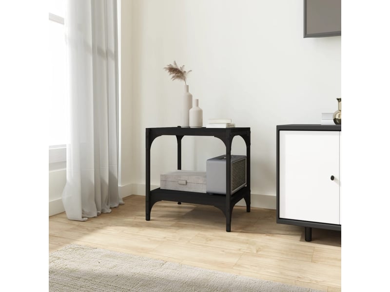  Meuble tv - banc tv - meuble de rangement noir 40x33x41 cm bois d'ingénierie et acier  - Conforama B