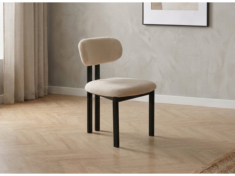  Lot de 2 chaises en tissu texturé écru pieds en métal noir leona A3123-ECR-NOI - Conforama C