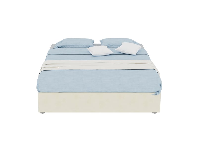  Sommier coffre 140x200 cm coloris beige, revêtement velours  - Conforama A