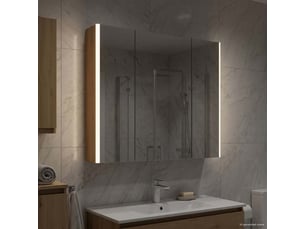 Armoire miroir salle de bain, meuble de rangement chêne artisan shl6377