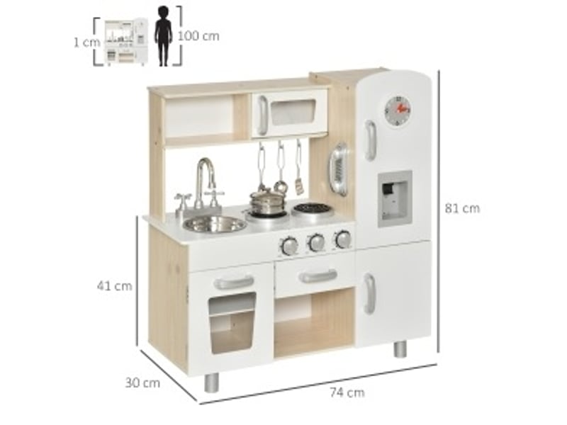  Cuisine jouet 74x30x81 cm avec accessoires mdf bois blanc  - Conforama E