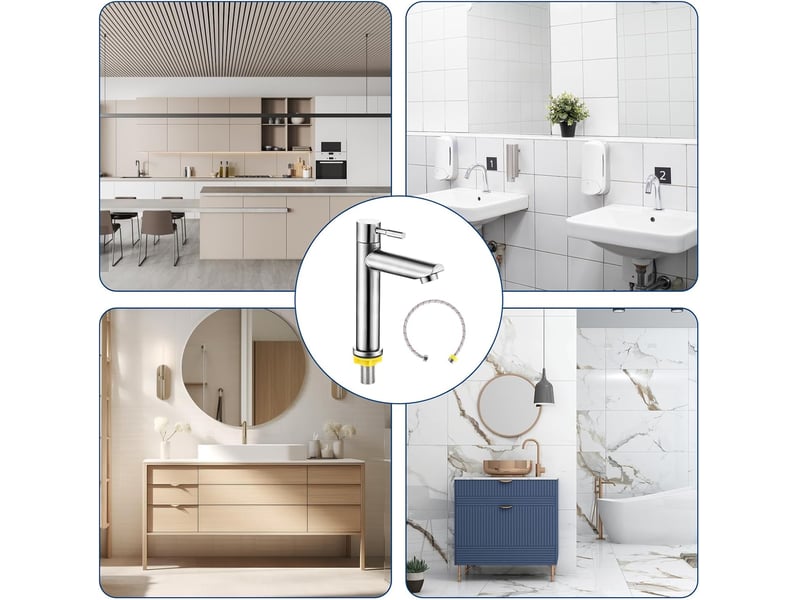  Robinet d'eau froide en acier inoxydable pour invités, wc, salle de bain, cuisine  - Conforama C