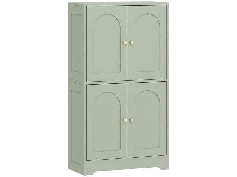  Bahut armoire de cuisine - 4 portes, 2 étagères - dim. 60 x 30 x 110 cm - vert de gris doré  - Conforama A