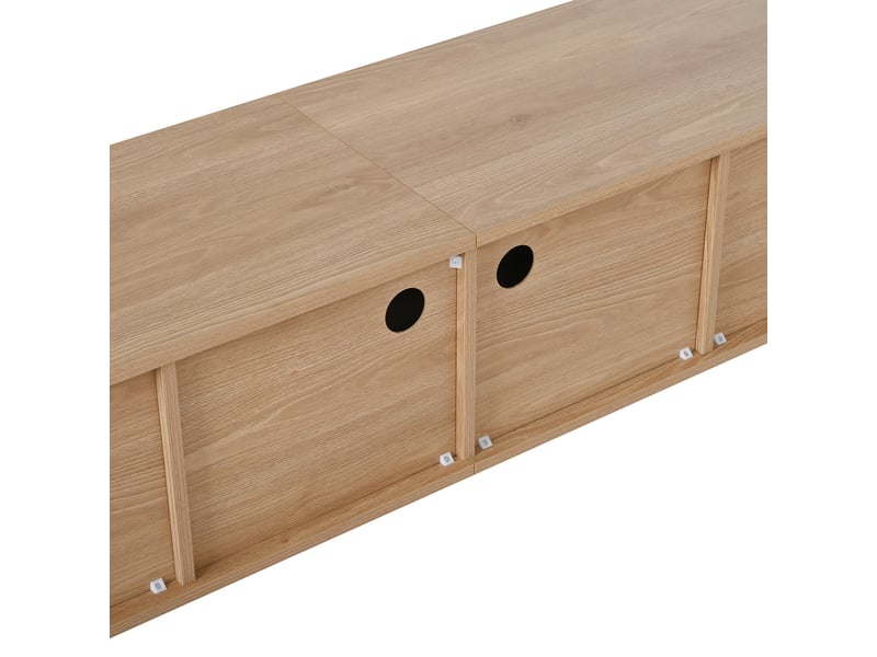  Meuble tv 180 cm couleur chêne, quatre portes, style vintage  - Conforama B