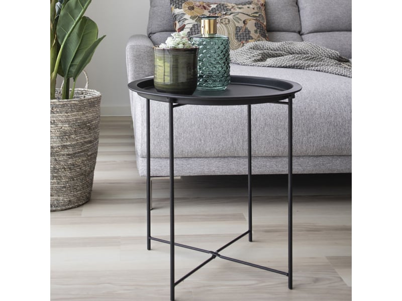 Fin-table d'appoint en acier noir ø47 cm  - Conforama B