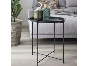 Fin-table d'appoint en acier noir ø47 cm