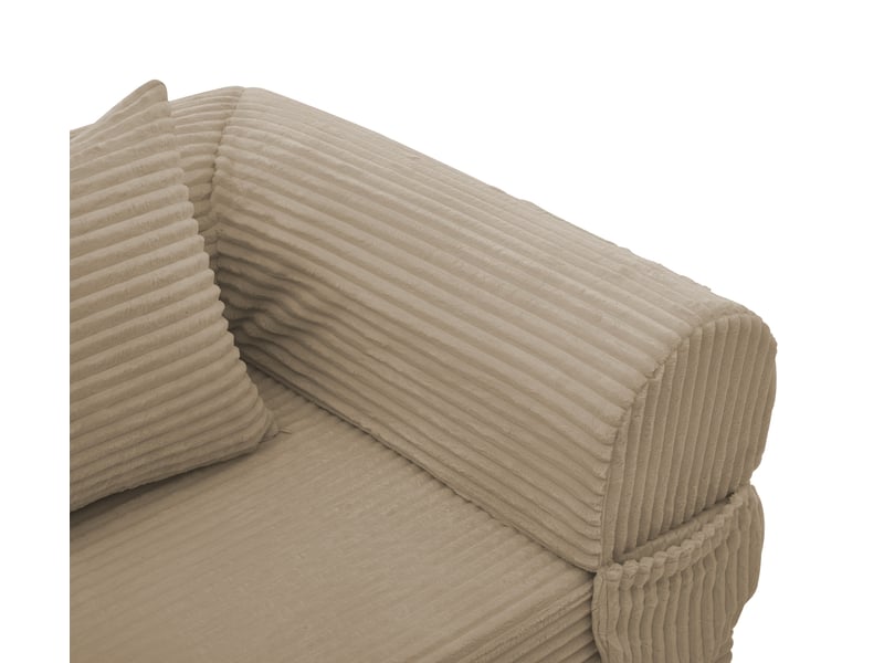  Fauteuil convertible lit 1 place, canapé lit compact avec rangement intégré, revêtement côtelé marron, idéal salon ou chambre  - Conforama E