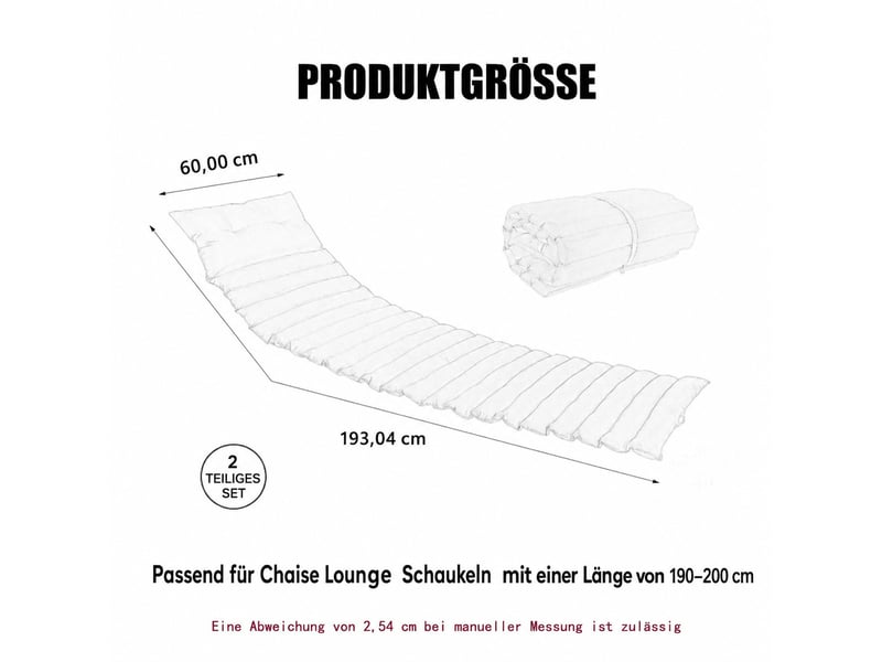 Lot de 2 coussins de transat d'extérieur 190 x 64 cm bleu marine en polyester, avec sangles réglables - Conforama C