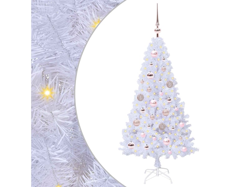  Sapin de noël artificiel, arbre de noël blanc 120 cm pvc et acier shl4404  - Conforama A