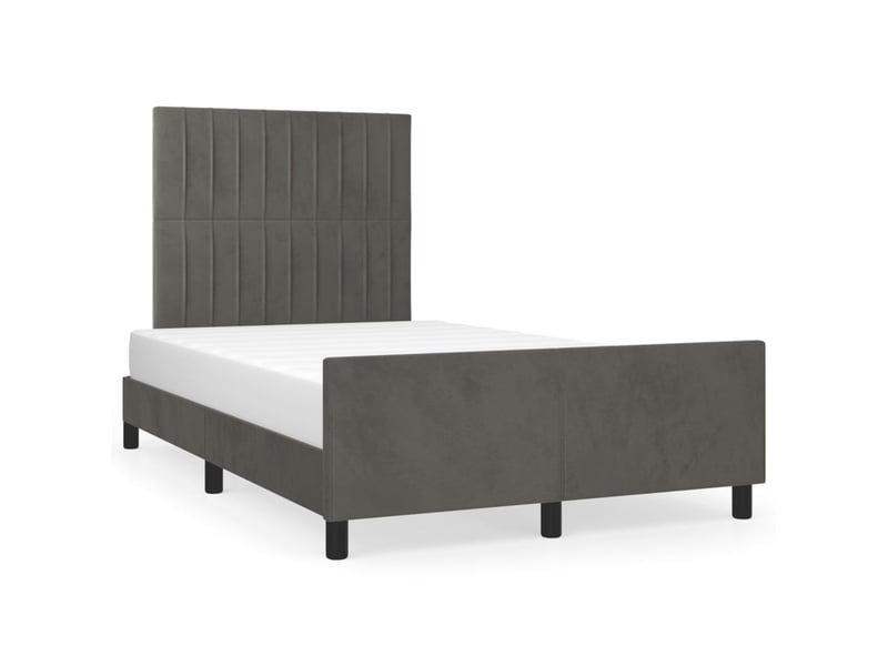 Lit double- lit adulte - cadre de lit sans matelas gris foncé 120x190 cm velours - Conforama A