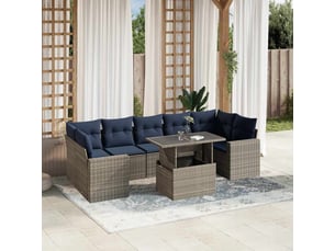 Vidaxl ensemble de canapé de jardin 8 pcs avec coussins gris résine tressée