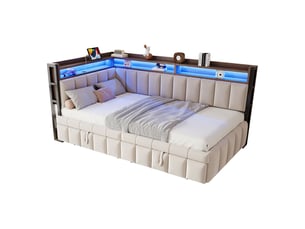 Lit gigogne 90x200 cm SOGEU coloris beige