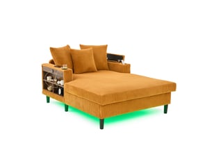 Canapé droit fixe <strong>MERAX</strong> <strong></strong> 1 place Velours côtelé jaune