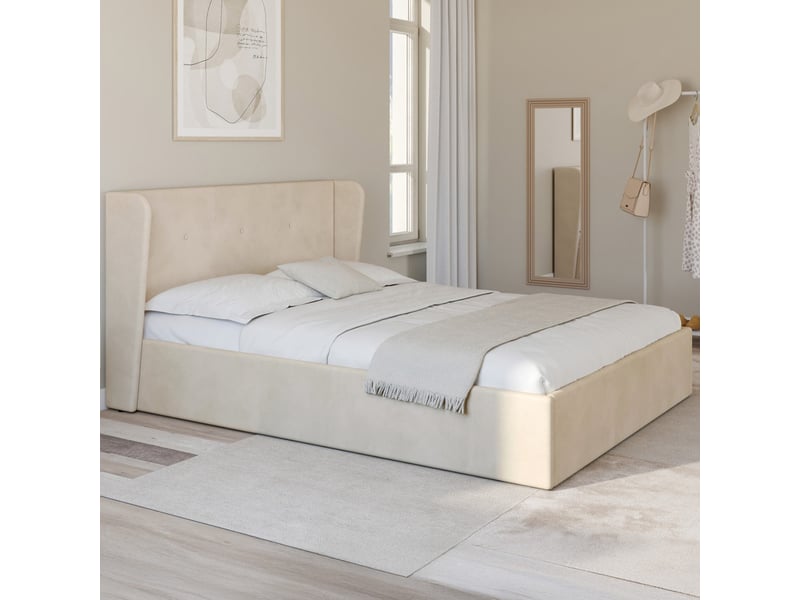 Lot de 4 chaises camille en métal effet bois et tissu beige avec accoudoirs  - Conforama D