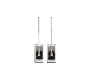 Lot de 2 brosses de toilette, long manche courbée, en plastique blanc