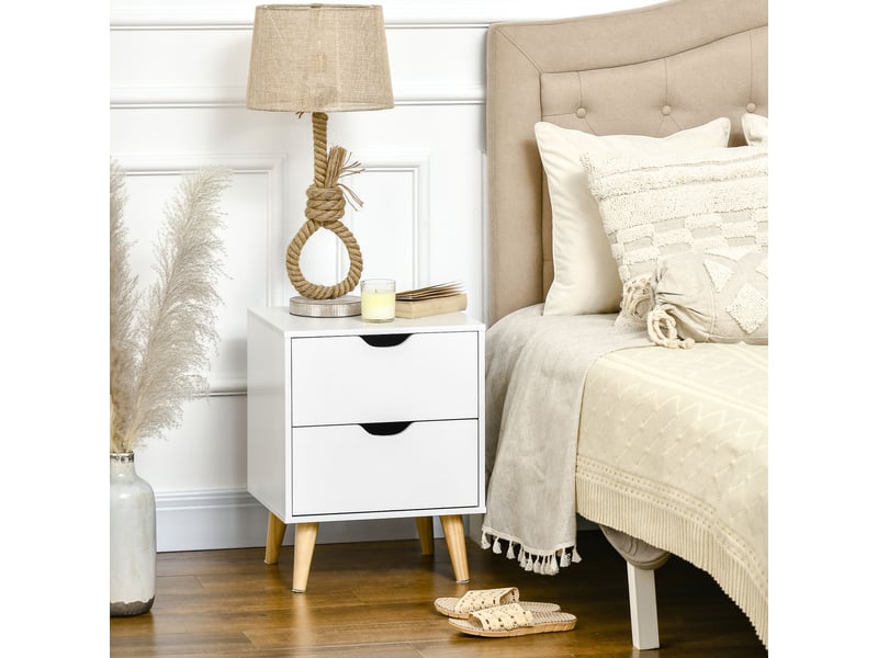  Table de chevet table de nuit avec 2 tiroirs, style scandinave pour chambre à coucher, salon, blanc, 40 x 35 x 50,5 cm  - Conforama D