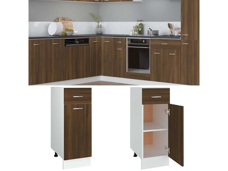 Armoire de cuisine, armoire à tiroirs lyon chêne brun 30x46x81,5cm bois d'ingénierie - Conforama B