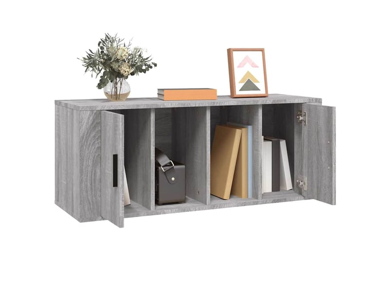  Meuble tv - banc tv - meuble de rangement sonoma gris 100x35x40 cm bois d'ingénierie  - Conforama D