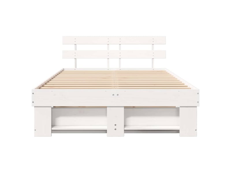  Lit double- lit adulte -  cadre de lit avec tête de lit blanc 120 x 200 cm pin massif  - Conforama D