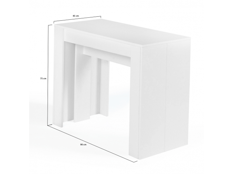 Table console extensible orlando 14 personnes 300 cm bois blanc  - Conforama C
