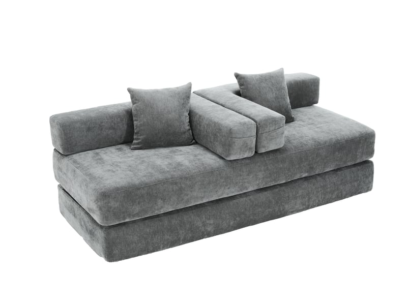  Canapé modulable chenille block ultra doux avec poches latérales rangement diy combinable antidérapant  - Conforama E