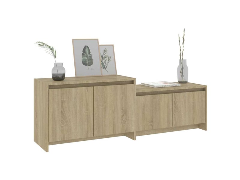  Meuble tv - banc tv - meuble de rangement chêne sonoma 146,5x35x50 cm bois d'ingénierie  - Conforama D