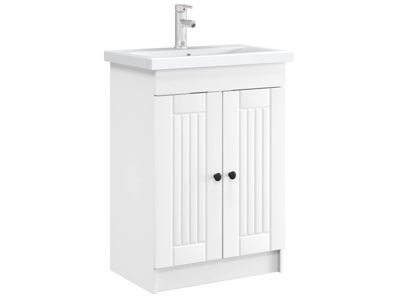  Armoire sous évier de salle de bain, meuble de rangement blanc 78.5x37.5x81 cm shl5247  - Conforama C