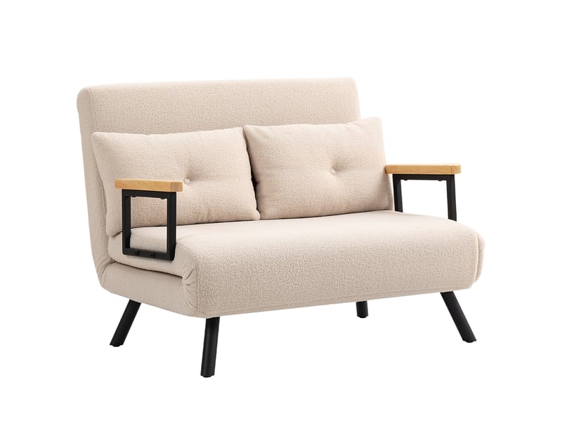  Canapé convertible 2 places 4 en 1, canapé-lit avec dossier réglable sur 5 niveaux, 2 coussins, beige, 102 x 73 x 81 cm  - Conforama B
