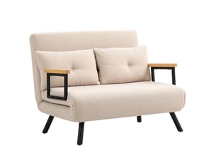 Canapé convertible 2 places 4 en 1, canapé-lit avec dossier réglable sur 5 niveaux, 2 coussins, beige, 102 x 73 x 81 cm