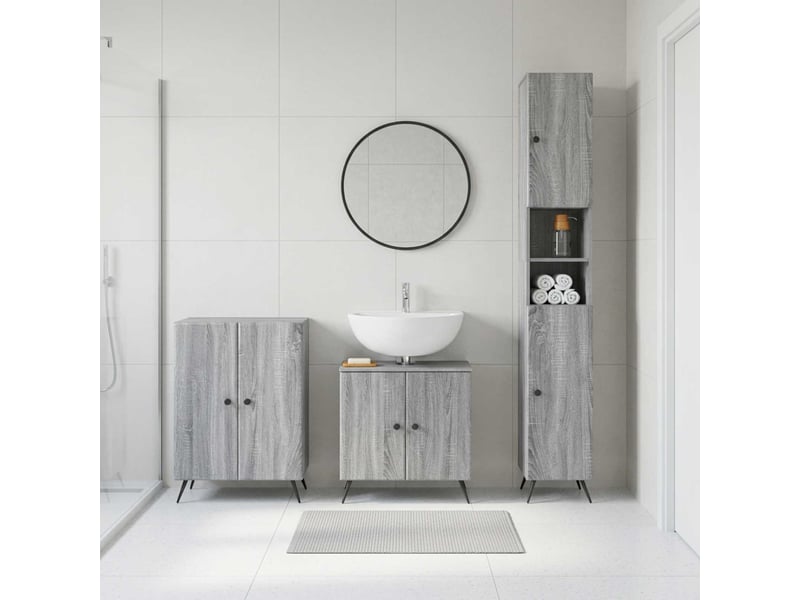 Ensemble de meuble de salle de bain 3 pièces breda sonoma gris cf63361 - Conforama B