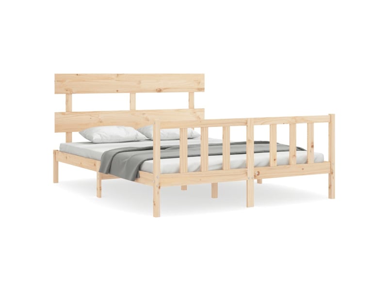  Lit double- lit adulte -  cadre de lit sans matelas 160x200 cm bois massif de pin  - Conforama A