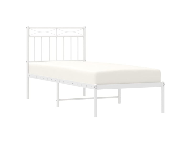  Lit simple- lit adulte -  cadre de lit métal sans matelas avec tête de lit blanc 80x200cm  - Conforama B