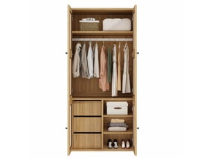 Armoire 4 porte(s) battante  3 tiroir(s) <strong>MAISENTIEL</strong> <strong></strong> coloris bois clair largeur 90 cm