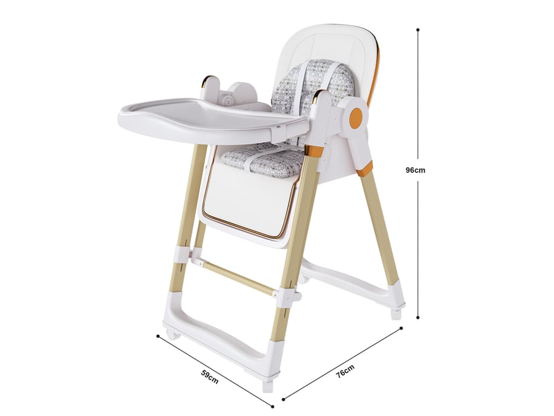 Chaise haute bébé 2 en 1 convertible en transat, plateau double réglable, pliable en polypropylène blanc  - Conforama D